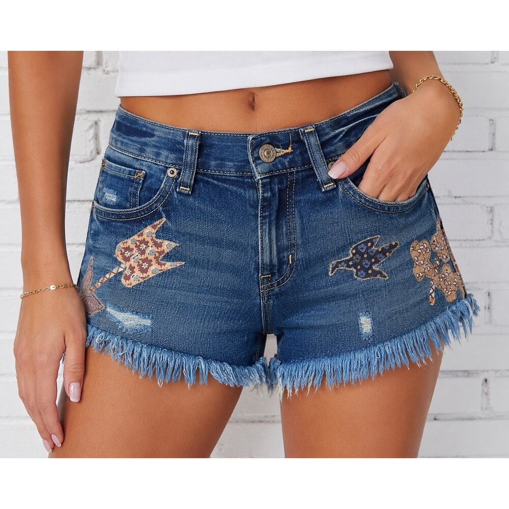 Denim & Supply Ralph Lauren Shorts 24 Boho Patchwork Distressed Cutoff Denim